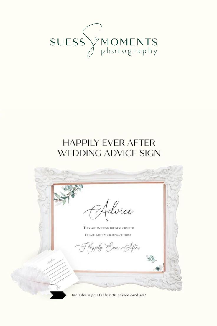 an advertisement for a wedding with the words happily ever after marriage advice sign on it