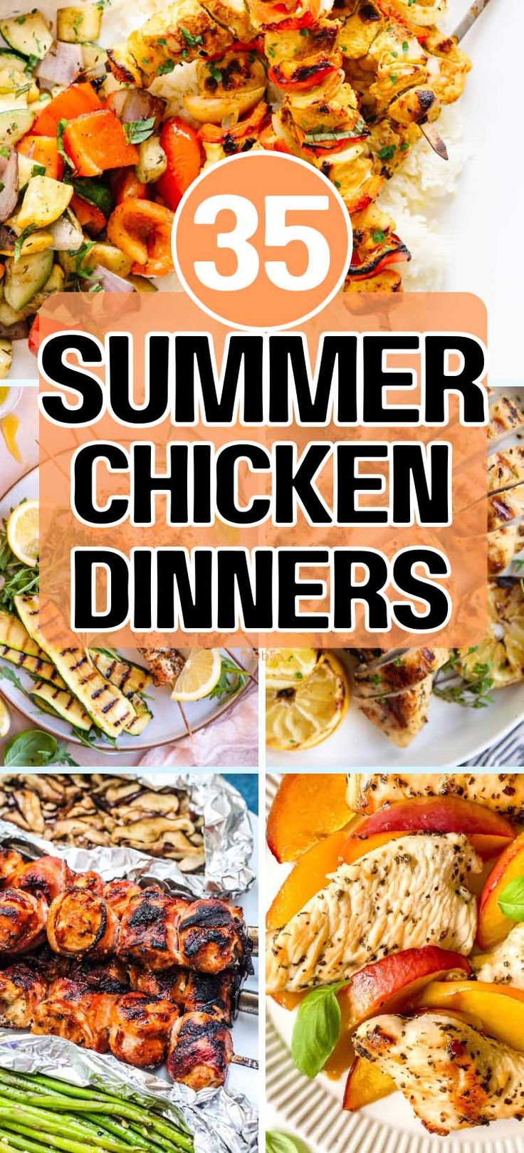 summer chicken dinner with grilled vegetables and sauces