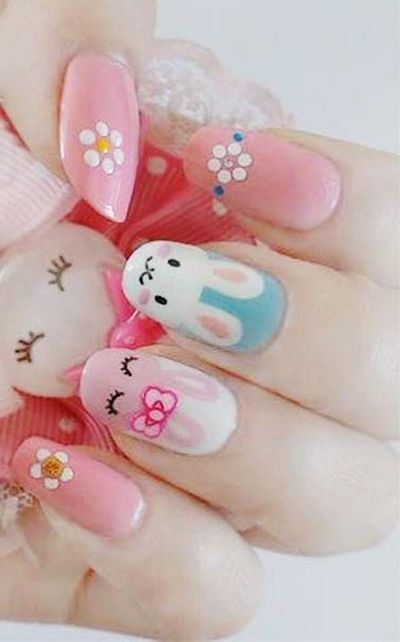 Does every girl keep childish in mind even when they gets older? The answer is YES! Girls might show it by wearing something childish or creating something for their look. Today prettydesigns is going to introduce one of the simple ways to show childish. In the post, there are many bunny nail designs. To create … Nail Art For Girls, Easter Nail Art Designs, Bunny Nails, Easter Nail Designs, Easter Nail Art, Cute Nail Art Designs, Holiday Nail Art, Kawaii Nails, Easter Nails