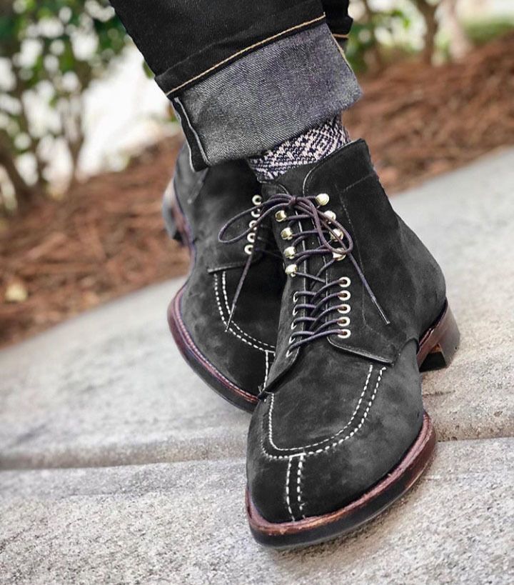 Split Toe Boots, Ankle Lace Up Boots, Quality Leather Boots, Custom Design Shoes, Suede Leather Shoes, High Ankle Boots, Toe Boots, Lace Up Ankle Boots, Blue Suede