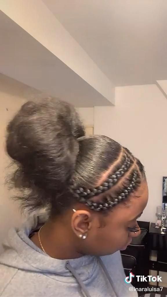 Braid Hairstyles With Ponytail, Braiding Hairstyles For Natural Hair, Two Ponytails With Braids Natural Hair, 2 Braid Buns For Black Women, Natural Hairstyle Braid, 2 Braids In The Front With Hair Down Natural Hair, Easy Fake Hair Hairstyles Black, Natural Hairstyles For Black Women Braids No Weave, Natural Hairstyles Real Hair