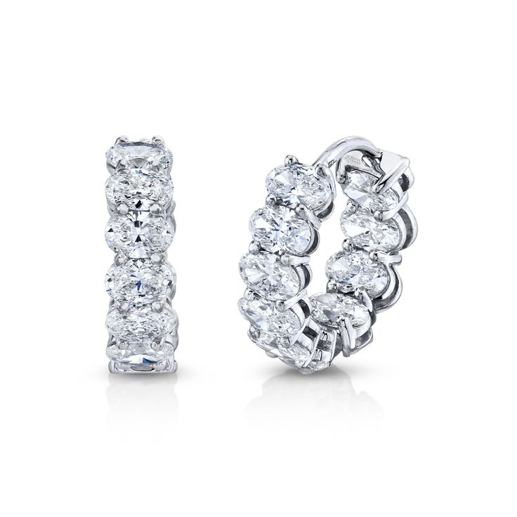 These 3.82 Carat Oval-Cut Diamond Huggie Earrings are the perfect choice for the woman who loves timeless design and wants an eye-catching level of sparkle. The oval-shaped Diamonds are by hand set in 18k white gold making them an ideal choice for everyday or a special occasion. Oval Diamond Earring, Diamond Huggie Earrings, Expensive Jewelry Luxury, Diamond Huggies, Huggie Earring, Oval Earrings, Diamond Dangle Earrings, Jewelry Luxury, Oval Earring