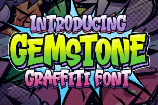 the title for an interactive game called gemstone graffiti font