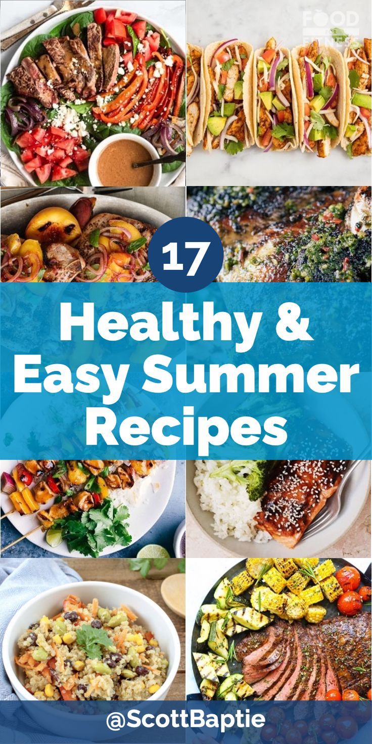 healthy and easy summer recipes with text overlay