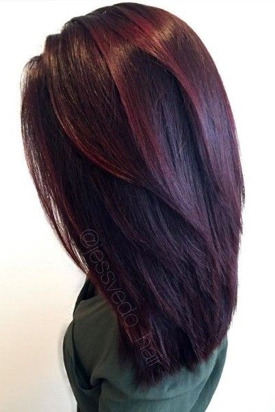 Rambut Brunette, Hairstyles Homecoming, Dark Red Hair, Red Highlights, Hair Prom, Hair Homecoming, Burgundy Hair, Long Bob Hairstyles, Hair Wedding