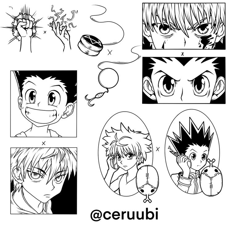 some anime characters with different expressions on their faces and the words cerubi above them