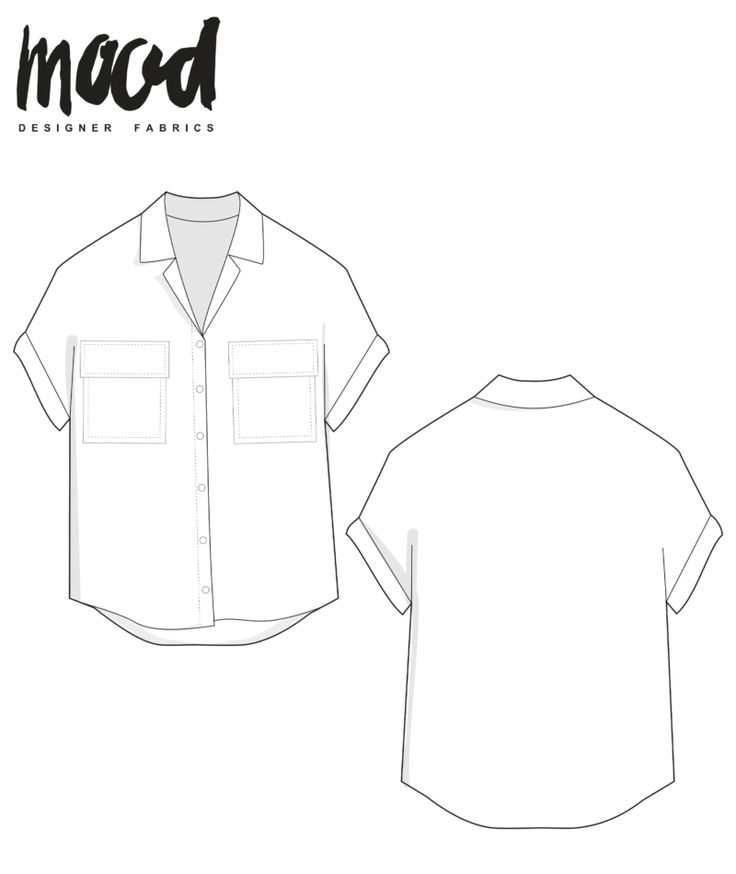 the front and back view of a shirt with short sleeves