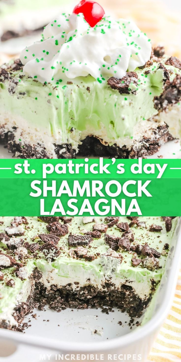 this st patrick's day shamrock lasagna dessert is the perfect treat for st patrick's day