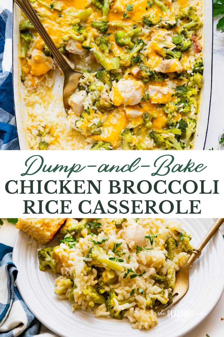 dumpp and bake chicken broccoli rice casserole on a plate