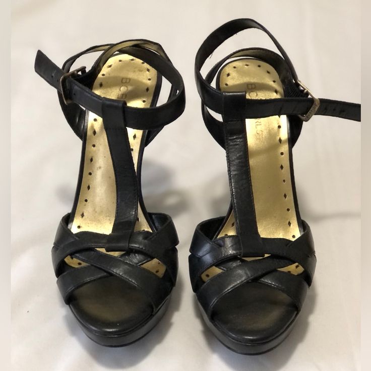 Bcbg High Heeled Sandals In Black Color, Brand New, No Box In Size 7b Chic T-strap Sandals For Night Out, Chic T-strap Heels In Synthetic Material, Chic Synthetic T-strap Heels, Blue High Heels, Fur Sandals, High Heeled Sandals, Jeweled Sandals, Size 11 Heels, Metallic Sandals