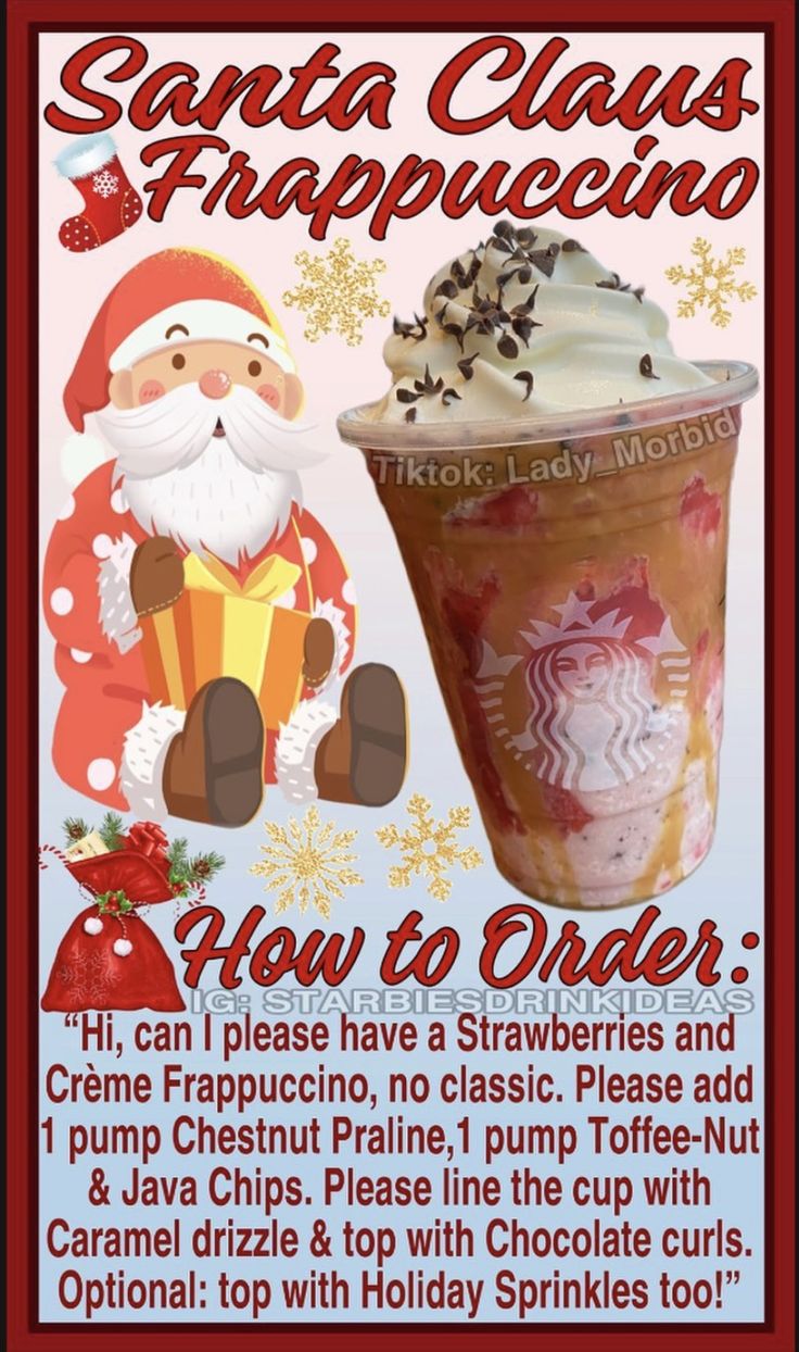 a poster advertising santa claus frappeccino