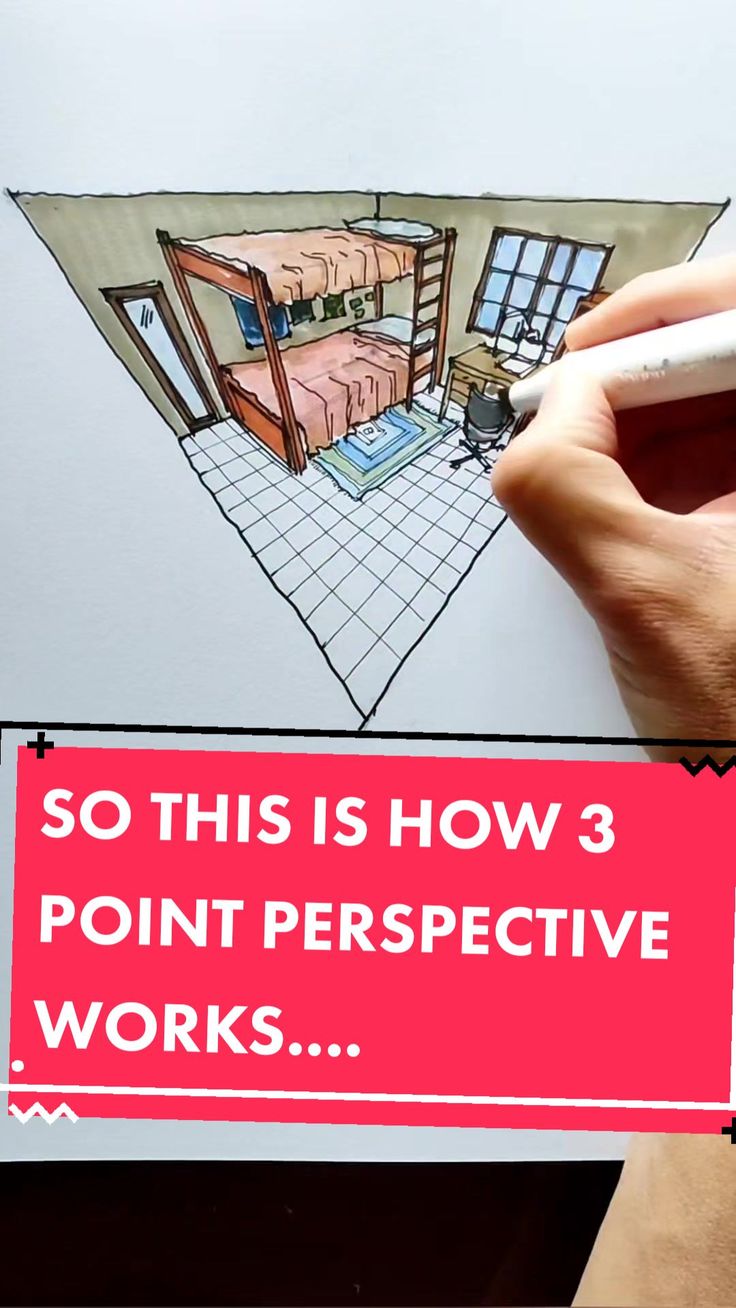 someone is drawing a house on a piece of paper that says, so this is how 3 point perspective works