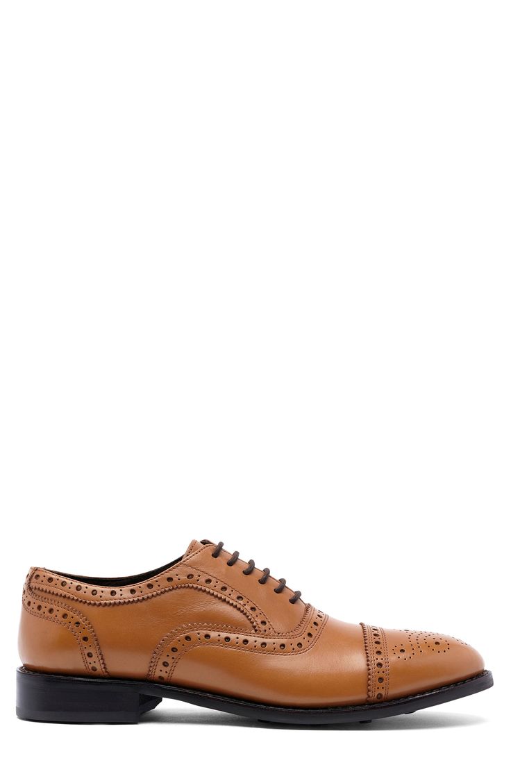 Brogue accents add charm to a stylish oxford topped with fine-grain leather while Goodyear welts ensure lasting durability. Leather upper and lining/rubber sole Imported Asian Owned/Founded Goodyear Welt, Mens Oxfords, Medium Brown, Nordstrom Rack, Rubber Sole, Grain, Leather Upper, Oxford, Size 12