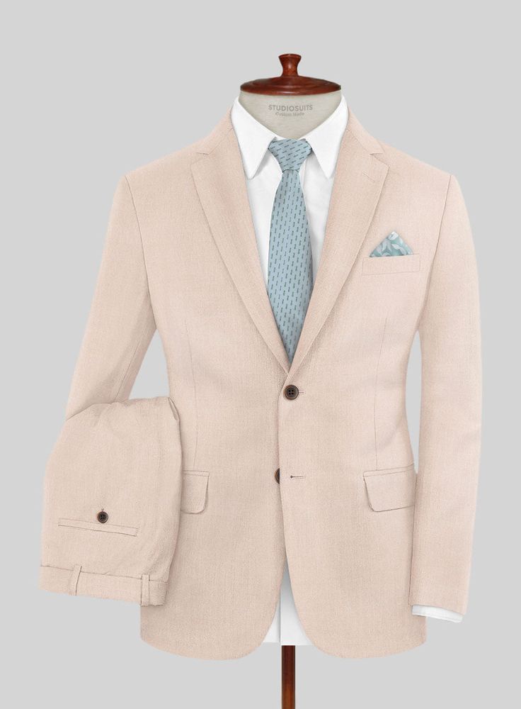 Establish your finest persona with a style statement piece, the Marco Stretch Rose Gold Suit, a breathtaking addition that offers a revolutionary upgrade to your fashion repertoire. Tailored with a wool blend, our suit with a lovely and calm pink shade will offer you the spotlight of every moment, and the sleek texture will bring exponential comfort to your daily work wear or classy dinner parties. If you desire to be the center of attention, then our elegant style is your trusted companion.  Lo Elegant Pink Blazer With Welt Pockets, Luxury Pink Suits For Work, Pink Suits With Welt Pockets For Spring, Luxury Pink Blazer For Formal Occasions, Luxury Pink Formal Blazer, Spring Wool Suits For Formal Occasions, Spring Formal Wool Suit, Spring Wool Formal Suit, Classic Pink Wool Blazer