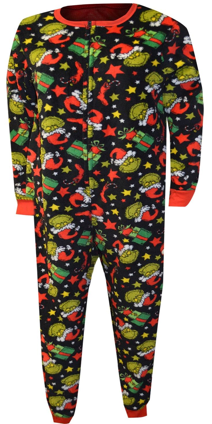 Time to feel Grinchy! This union suit style pajama for women features the much loved Grinch Who Stole Christmas on a black micro plush background with Christmas presents and stockings. There is even a drop seat that says 'Merry Whatever'. Machine washable and easy care. Missy cut. Merry Whatever, Womens Onesie, Dr Seuss Grinch, Grinch Who Stole Christmas, Union Suit, Lounge Pants Womens, Female Doctor, One Piece Pajamas, Suit Style