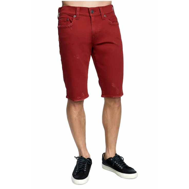 This Summer Short Is Designed With Subtle Grinding And Distressing For An Everyday Look. Complete With Clean Finished Hem, The Mens Ricky Summer Short Is A Versatile Short That Belongs In Every Wardrobe. * True Religion Men's Shorts * Subtle Distress Detail * Straight Leg * 94% Cotton 5% Polyester 1% Elastane * Imported * Style: 100590 * Color: Firecracker Red Casual Distressed Red Bottoms, Casual Red Distressed Bottoms, Red Cotton Bottoms With Frayed Hem, Red Cotton Cutoff Shorts, Casual Red Cutoff Jean Shorts, Red Bottoms With Frayed Hem For Spring, Red Cotton Jean Shorts With Pockets, Casual Red Bottoms With Frayed Hem, Casual Red Jean Shorts