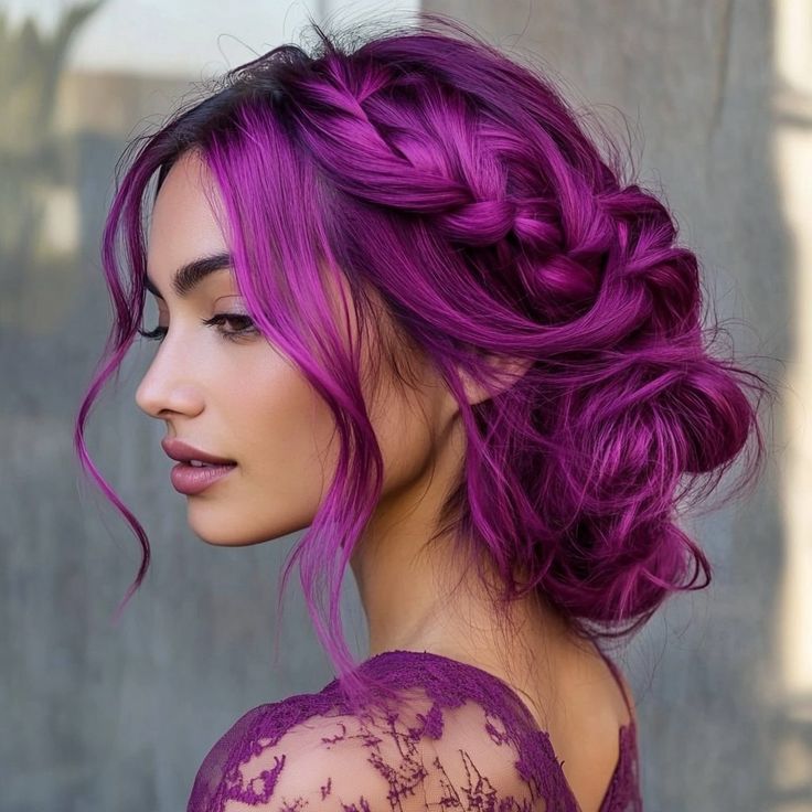 Magenta Hair: 20 Glamorous Ways to Stand Out - Hair Guru Purple Hair Wedding, Crazy Hair Color Ideas, Purple Hair Styles, Magenta Hair Color, Purple Blue Hair, Fuschia Hair, Purple Pink Hair, Vibrant Hair Color Ideas, Holiday Hair Color