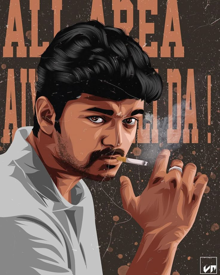 Actor Surya Illustration Art, Thalapathy Vijay Posters, Tamil Posters For Room, Tamil Cinema Art, Surya Illustration, Kollywood Tamil Posters, Thalapathy Poster, Cinema Art Illustration, Tamil Movie Poster Art