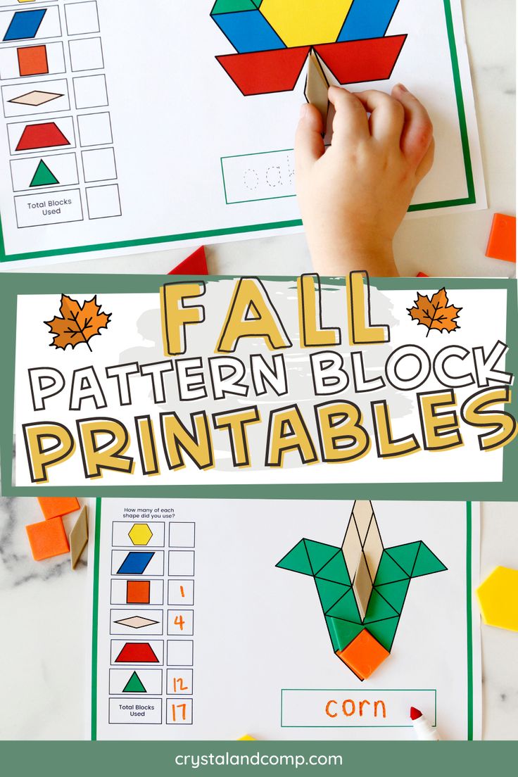 this fall pattern block printables is perfect for toddlers to practice their math skills