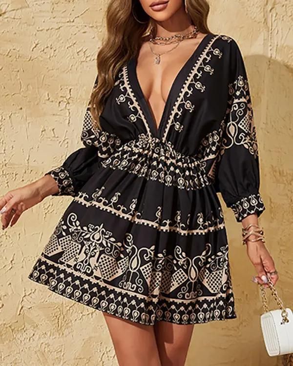 Olivia Mark – Vestido con mangas de farol y estampado tribal Sin mangas y con mangas de farol. Seductive Style, Dress Name, Casual Chic Style, Lantern Sleeve, Online Fashion Stores, Dress Size Chart, Lantern Sleeves, Olivia Mark, Swing Dress