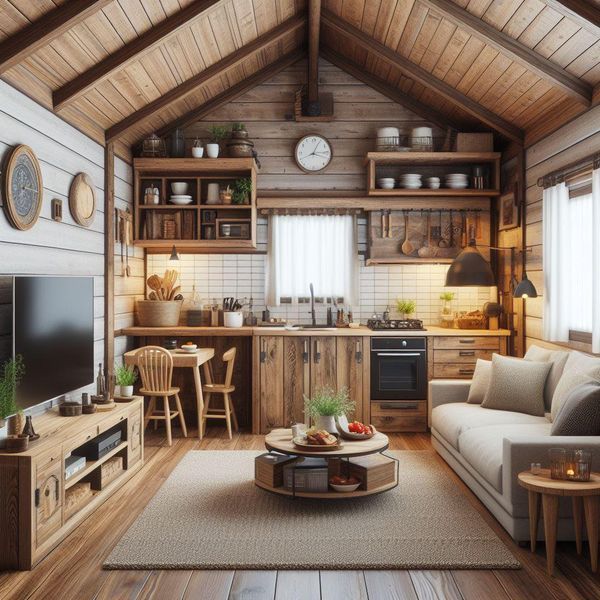 a living room filled with furniture and a flat screen tv sitting on top of a wooden floor