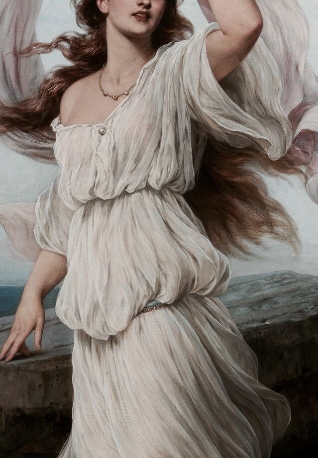 a painting of a woman with long red hair