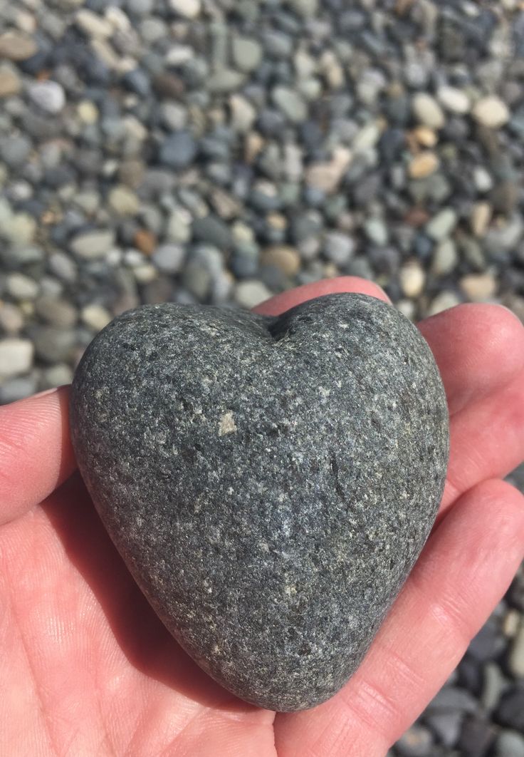 a hand holding a rock in the shape of a heart