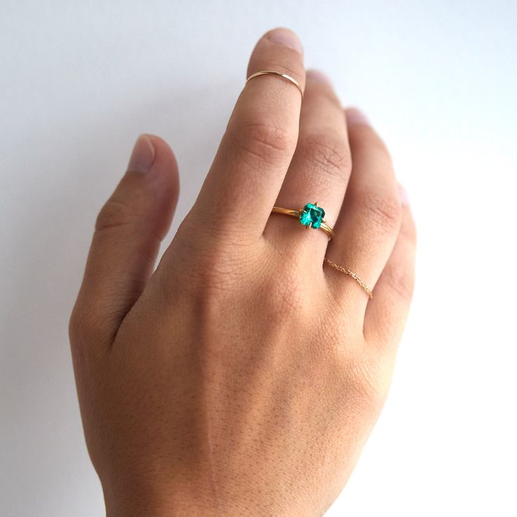 Spectrum Emerald Ring Fine Jewelry 14k Gold Green Emerald Ring, 14k Gold Green Emerald Ring, Fine Jewelry, 14k Gold Green Emerald Ring, Luxury Green Birthstone Ring For May, Luxury Green May Birthstone Ring, Luxury Gold Solitaire Emerald Ring, Luxury Green Emerald Ring For May Birthstone, Modern Green Emerald Promise Ring, Green Emerald Birthstone Ring