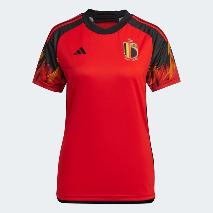 adidas 2022-23 Belgium Women's Home Jersey - Red-Black (Front) Black Sleeves, Football Kits, Red Adidas, Adidas Ultra Boost, Soccer Jerseys, Adidas Online, Adidas Performance, Fifa World Cup, Soccer Jersey