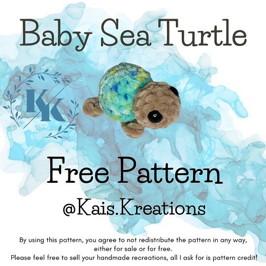 the baby sea turtle is sitting on top of blue water and it's name is free pattern