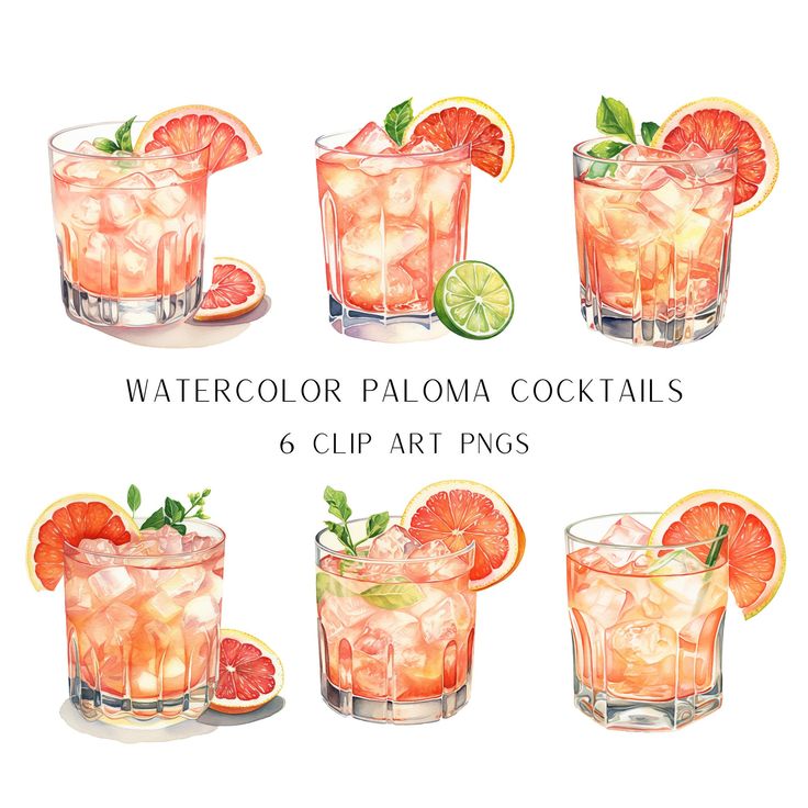 Cocktails Drawing, Cocktails Clipart, Watercolor Food Illustration, Menu Illustration, Pastel Colors Art, Cocktail Illustration, 귀여운 음식 그림, Food Illustration Art, Watercolor Food