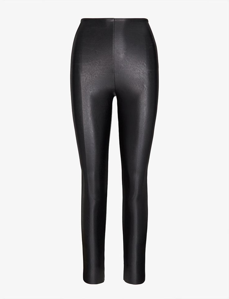 Commando's Faux Leather Leggings feature our signature internal smoothing waistband made from a firming fabric that doesn't bag or sag even after hours of wear. The faux leather is soft but flexible with four-way stretch and recovery. And, even better, these faux leather leggings are machine washable. Product Details    Four-way stretch faux leather leg (97% viscose, 3% elastane with polyurethane coating), waistband (72% nylon, 28% elastane)    Front rise: 12"; Inseam: S-27 3/4" M-28 3/8", L-29" Faux Leggings, Leather Legging, Coloured Leggings, Cool Buttons, Black Leather Sandals, Faux Leather Fabric, After Hours, Drip Dry, Faux Leather Leggings