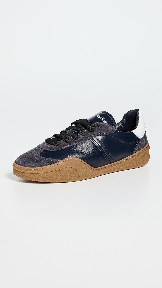 Acne Studios Bars W Sneakers | Shopbop Leather Lace-up Sneakers With Leather Trim, Leather Sneakers With Contrasting Heel Counter, Leather Lace-up Sneakers, Low-top Leather Sneakers With Leather Trim, Acne Sneakers, Acne Clothing, Acne Studios Shoes, Acne Denim, Sneaker Bar