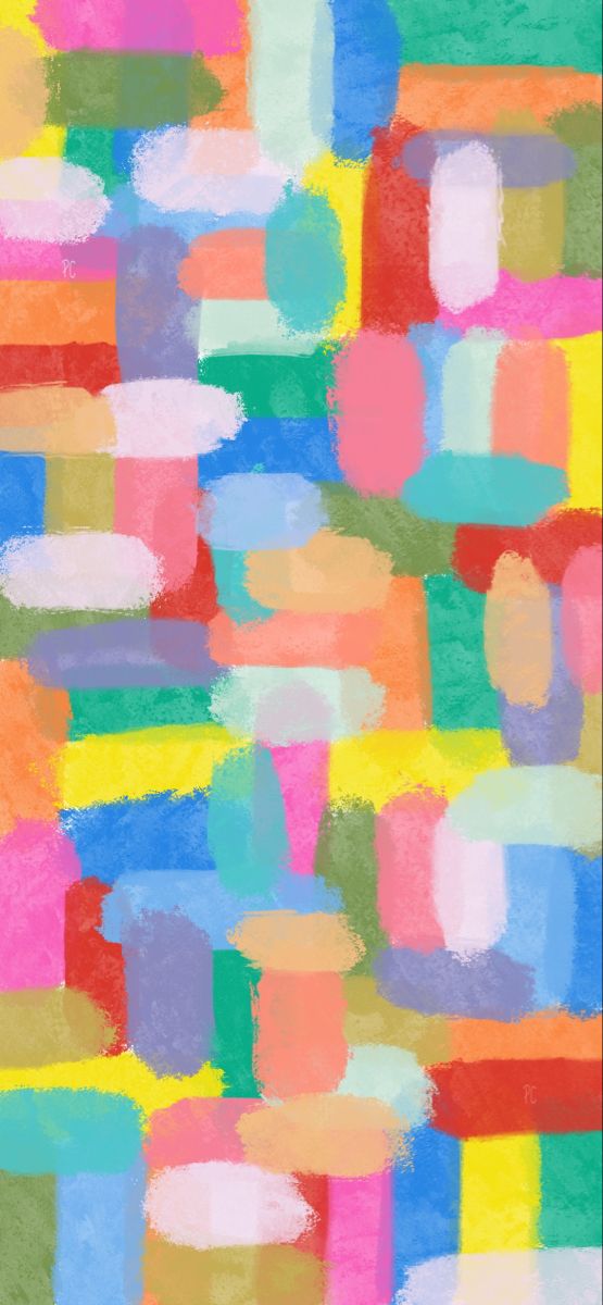 an abstract painting with different colors and shapes