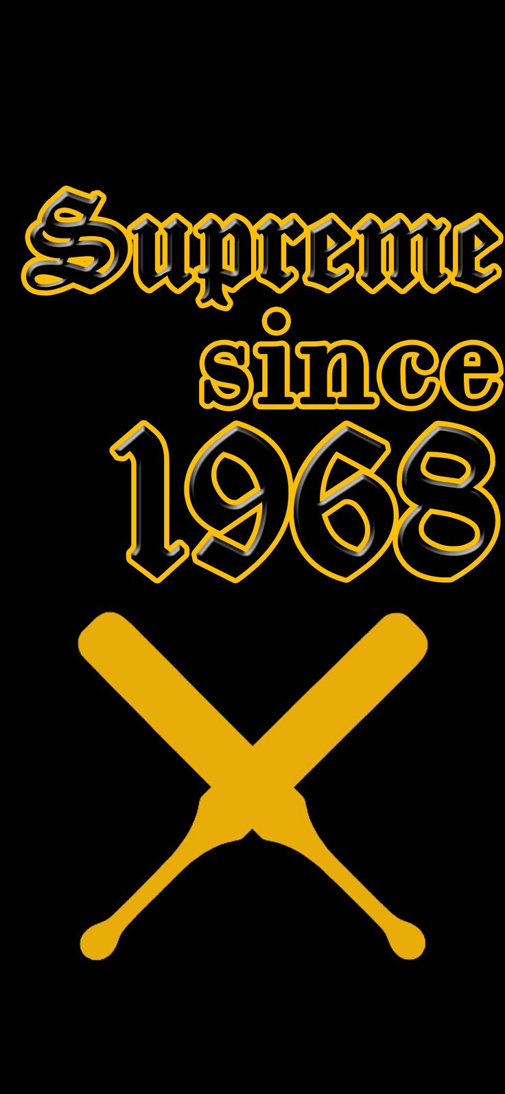 the logo for supreme since 1908 with two crossed baseball bats on black and yellow background