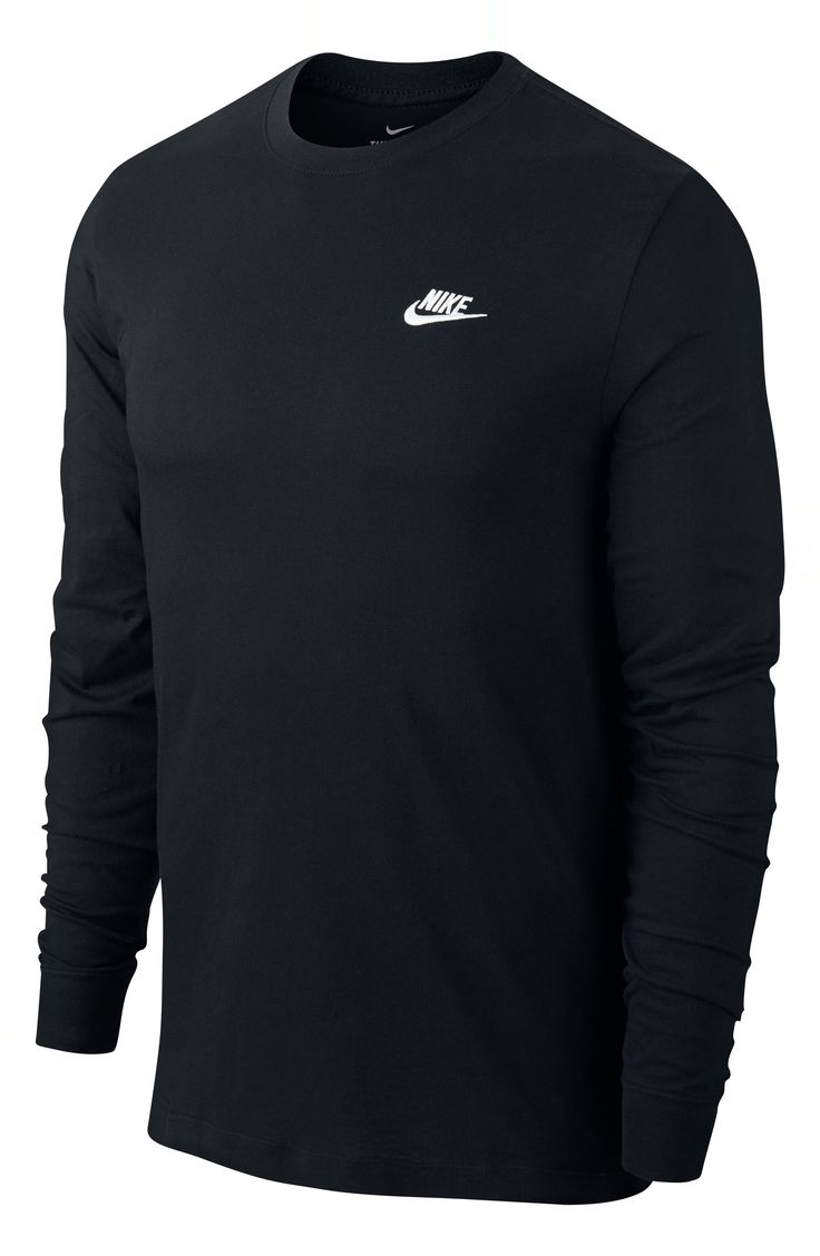 A small Swoosh logo at the chest brings big Nike energy to a T-shirt made from breathable cotton for comfort whether you're working out or just hanging out. 28" length (size Medium) Crewneck Long sleeves 100% cotton Machine wash, tumble dry Imported Sporty Crew Workout Tops, Sporty Crew Neck Workout Top, Sporty Gym Tops With Crew Neck, Sporty Crew Neck Tops For Gym, Casual Gym Tops With Branding, Nike Technical Tops For Light Sports, Nike Sportswear Crew Top, Nike Technical T-shirt For Workout, Nike Technical Workout T-shirt