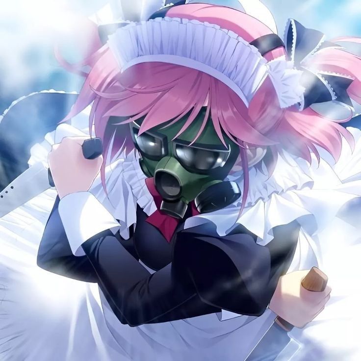 Anime Gas Mask, Gas Mask, Pink Hair, Mask, Anime, Hair, Pink, Black