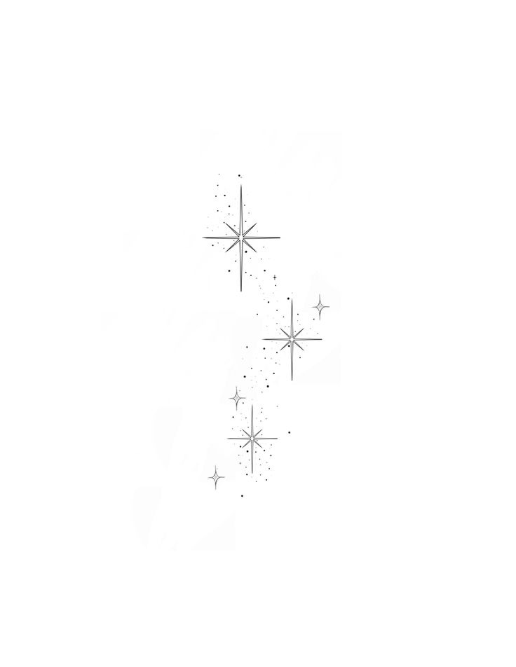 a black and white drawing of three stars