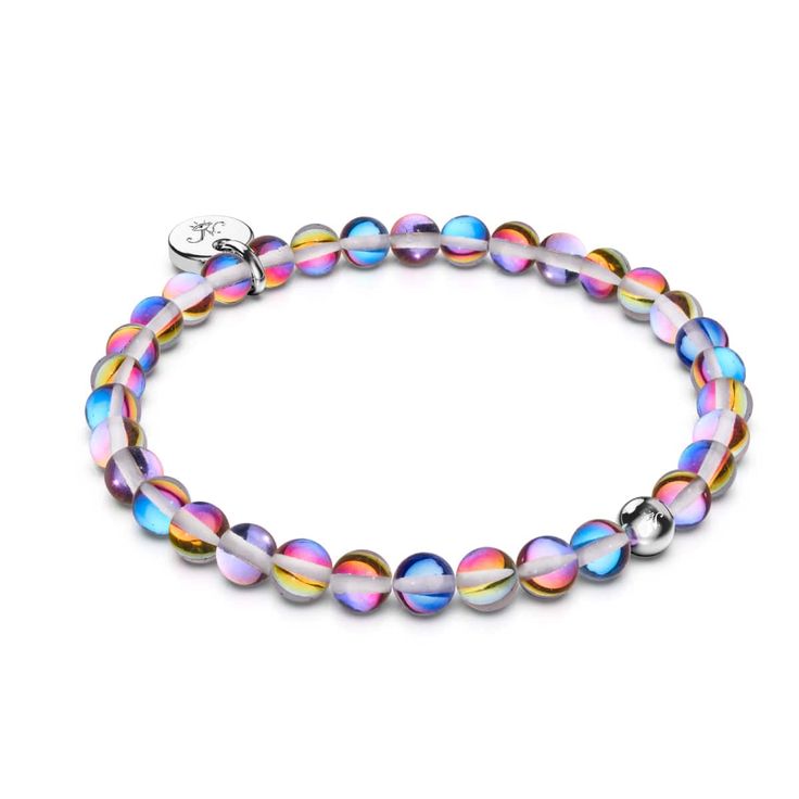 Kaleidoscope | Silver | Galaxy Glass Bead Bracelet – NOGU.studio Pineapple Bracelet, Mom Crafts, Glass Bracelets, Mermaid Glass, Glass Bead Bracelet, Kids Around The World, Moms Crafts, Silver Mermaid, Rose Gold Crystal