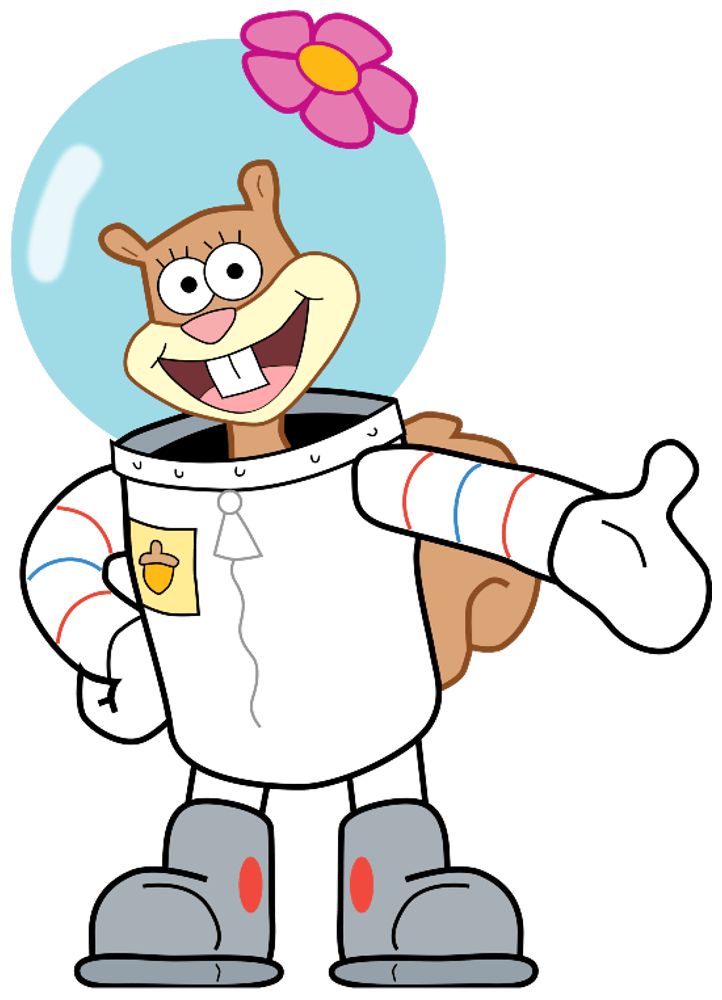 an image of a cartoon character holding a flower in his hand and pointing to the side