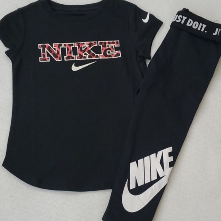 Nwt Bin Sa.A Black Athleisure Sets With Letter Print, Black Athleisure Set With Letter Print, Black Sportswear Sets With Letter Print, Nike Cotton Athleisure Sets, Fitted Black Activewear, Black Spring Playwear Tops, Black Graphic Print Playwear Sets, Black Graphic Print Sets For Playwear, Black Letter Print Sets For Spring