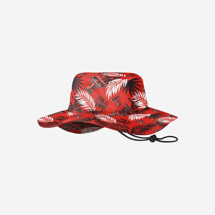 Texas Tech Red Raiders Floral Boonie Hat FOCO - FOCO.com Casual Brimmed Sun Hat With Floral Print, Casual Floral Print Sun Hat For Beach, Casual Red Sun Hat For Outdoor, Red Bucket Hat For Outdoor Summer Activities, Red Bucket Hat For Summer Outdoor, Casual Red Sun Hat For Vacation, Casual Red Bucket Hat For Beach, Casual Red Bucket Hat For The Beach, Casual Red Hats For Outdoor Activities