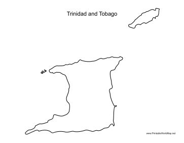 a map of the island of tinida and tobago in black on a white background