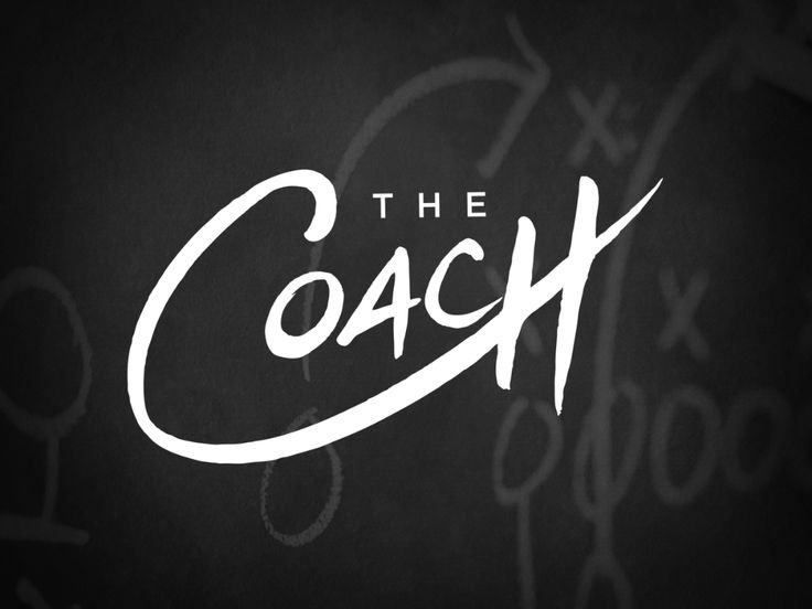 the coach logo on a blackboard with white writing and handwritten letters in chalk