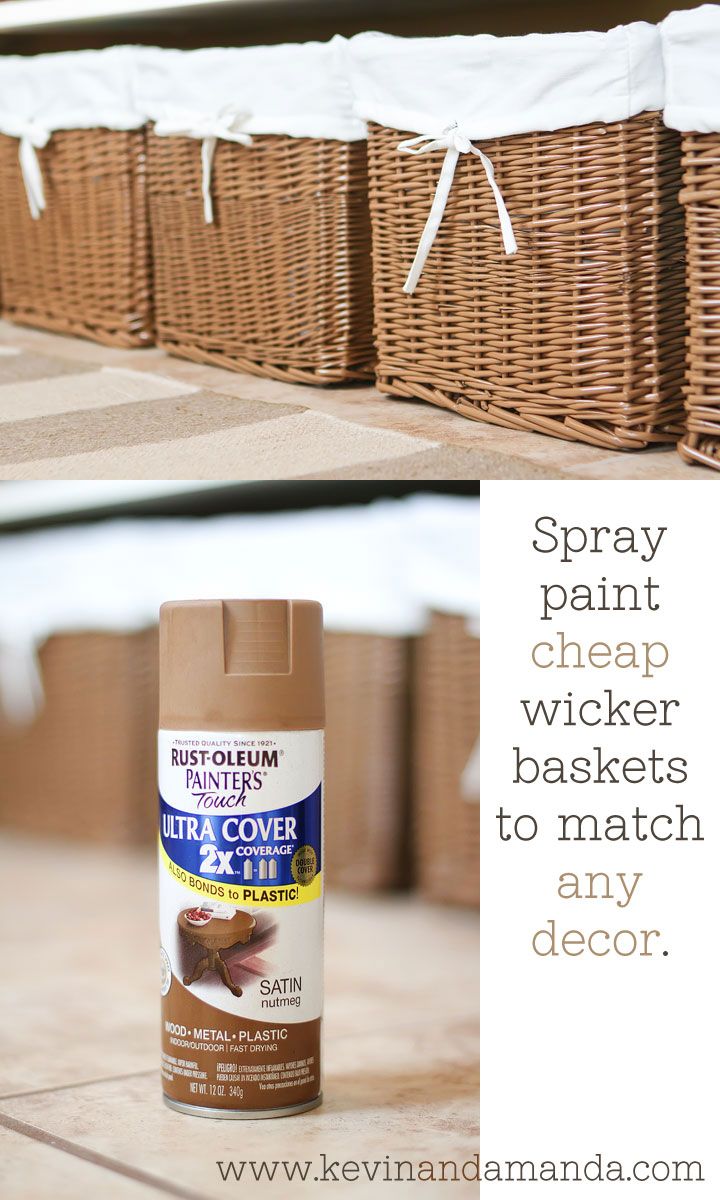 spray paint and wicker baskets to match any decor