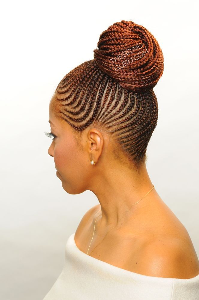 feed in corn row bun                blackhairinformation.com Straight Up Hairstyles, Updos Hairstyles, Trendy We Fryzurach, Cornrows Styles, Twisted Hair, Classic Updo, Feed In Braid, African Hair, Beautiful Braids