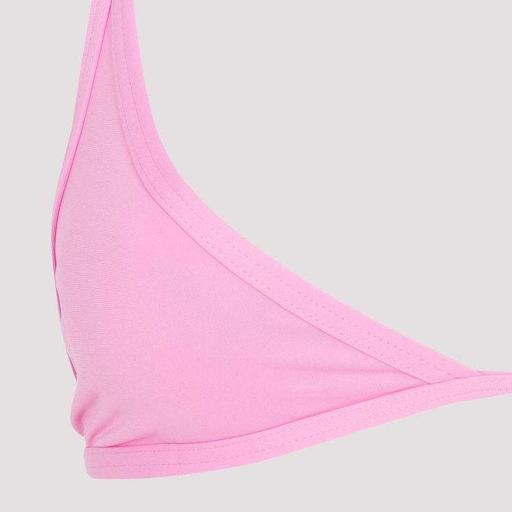 The Attico Hot Pink Triangle Bikini. Hot Pink stretch fabric with triangle bra, Halter neck with tie closure and Adjustable tie closure on back, double shoulder straps. Tonal bottom slip with low waist and double straps on side.Gender: WomenMaterial: 82%POLYAMIDE 18%ELASTANEColor: MulticolorMade in: ITProduct ID: 233WBB62.PA21_266*Import tax/duty will be calculated at checkout (If applicable) Pink Triangle Top Swimwear With Adjustable Straps, Pink Triangle Top Swimwear With Straps, Summer Triangle Halter Top With Wrap-around Straps, Spring Backless Swimwear With Straps, Fitted Triangle Top Swimwear With Straps, Triangle Halter Top With Built-in Bra For Swimming, Pink Strapped Beachwear Swimwear, Pink Fitted Swimwear With Straps, Stretch Halter Tie Back Triangle Top