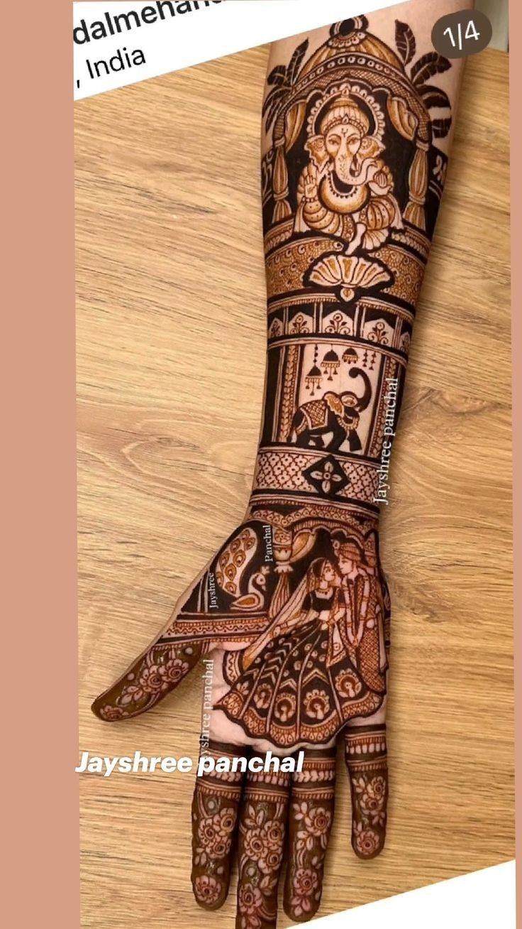 the hand is decorated with intricate designs