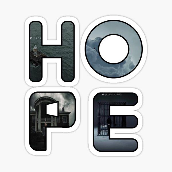 the words hope are shown in black and white