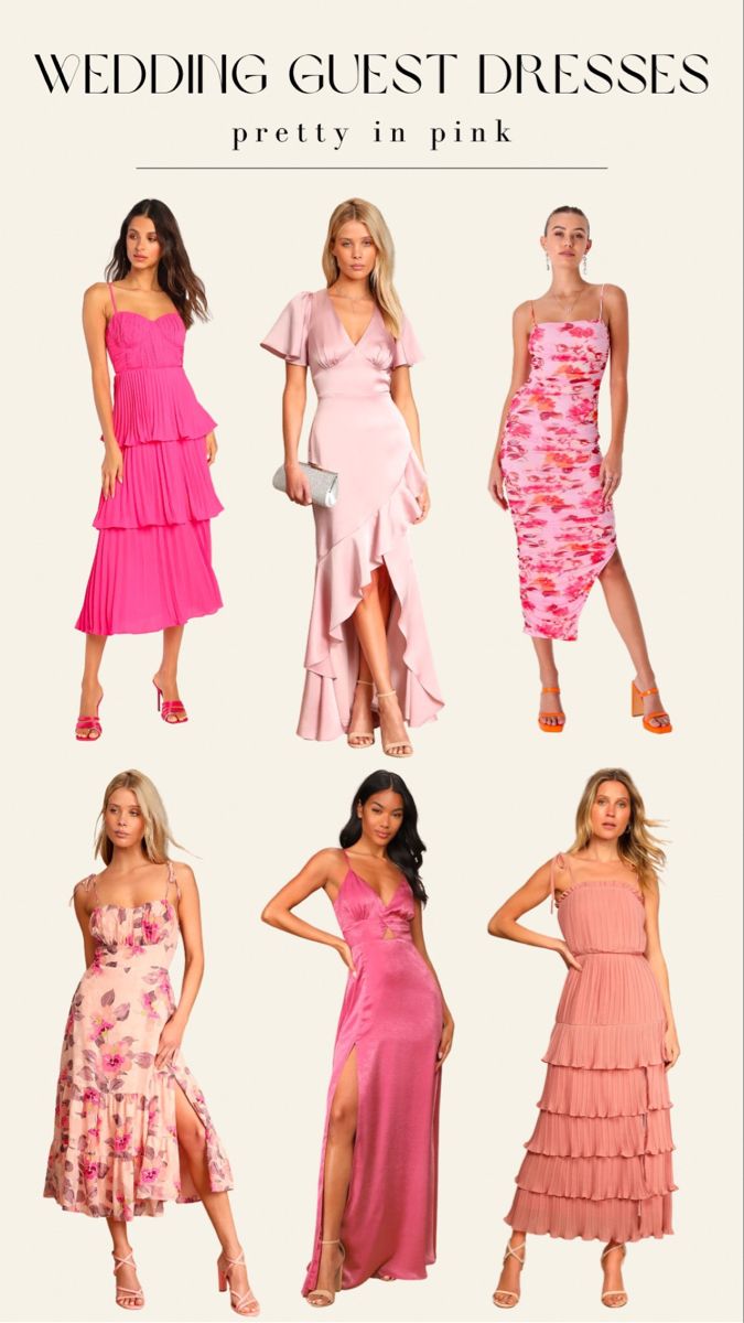 the wedding guest dresses are pretty in pink, and you can't miss them